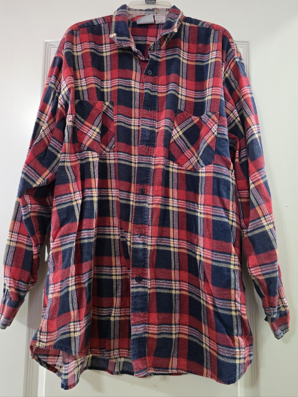 Ozark Trail Red and Navy Plaid Button-Down Shirt